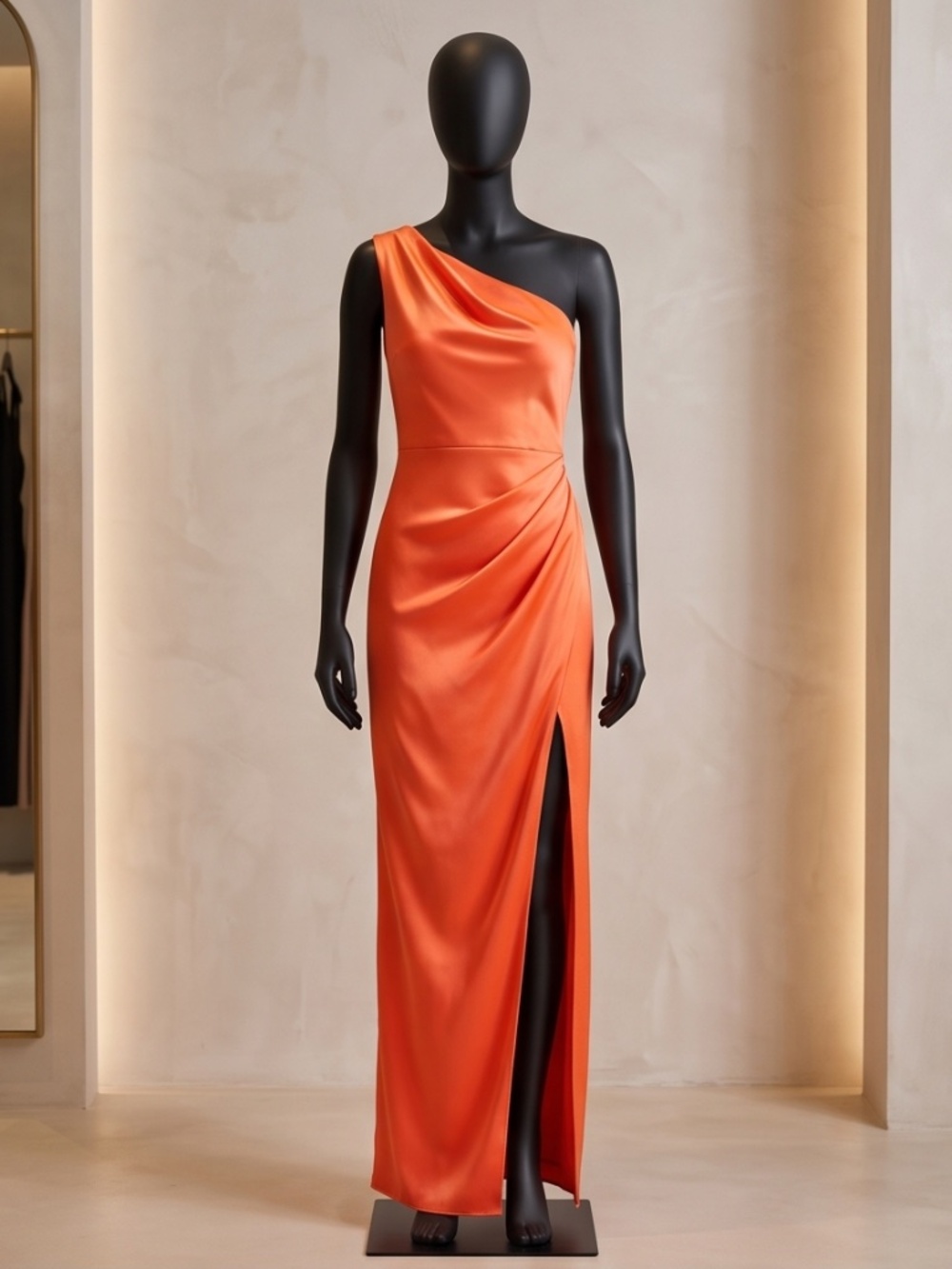 Formal Single strap Coral Satin Dress